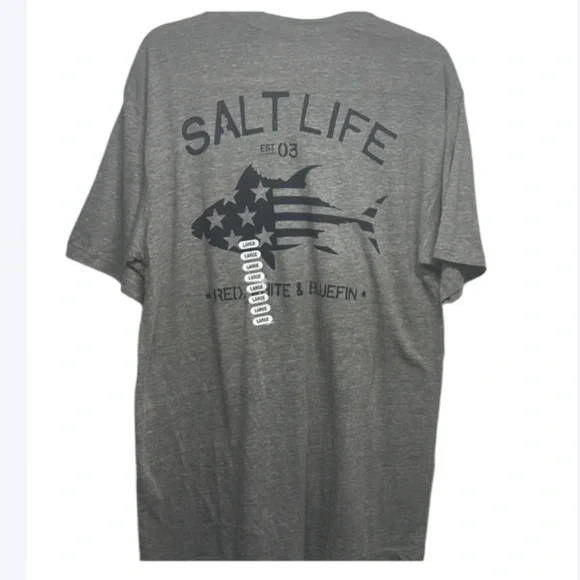 Salt Life Gray Graphic Tee Men’s Large | Beach Fishing Shirt NWT - Picture 3 of 4